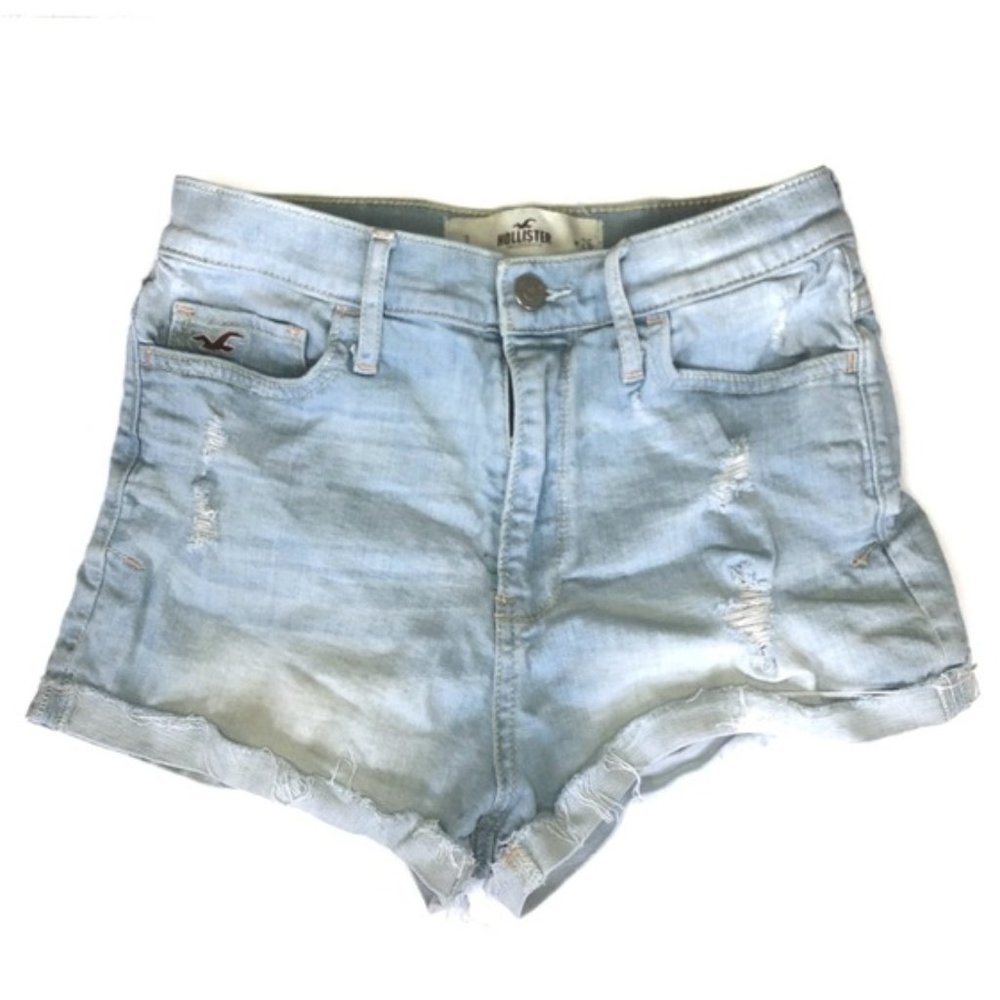 Hollister Light Wash Distressed Denim Shorts Size 3/26 - Picture 1 of 4